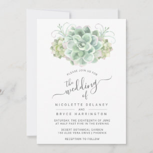 Invitation Mariage de bouquet vert botanique Succulent