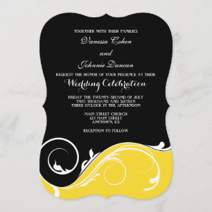 Invitation Mariage de bracelets noirs jaunes