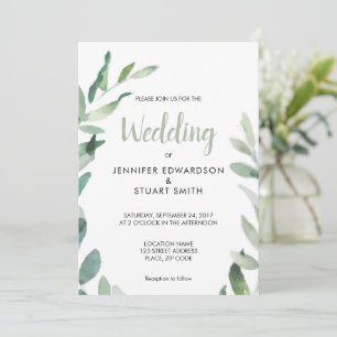 Invitation Mariage de branche d'olivier rustique botanique
