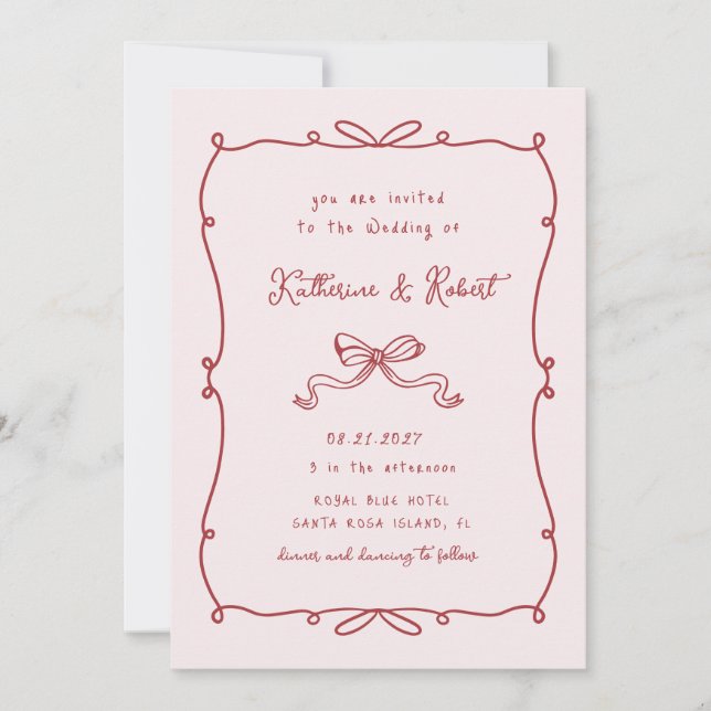 Invitation Mariage de budget des fenêtres à main levée (Devant)