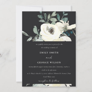 INVITATION MARIAGE DE BUNCH FLORAL FLORAL EN IVOIRE NOIR