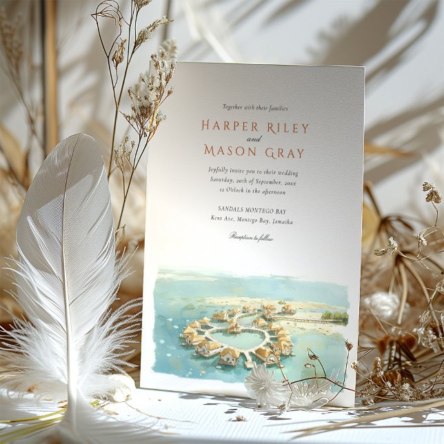 Invitation Mariage de bungalows surplombant la baie de Monteg (Créateur téléchargé)