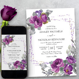 Invitation Mariage de cadre de Confetti Floral à l'aquarelle 