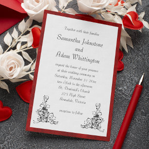 Invitation Mariage de cadre de velours noir et rouge