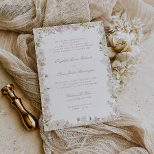 Invitation Mariage de cadre floral blanc blanc et doux romant