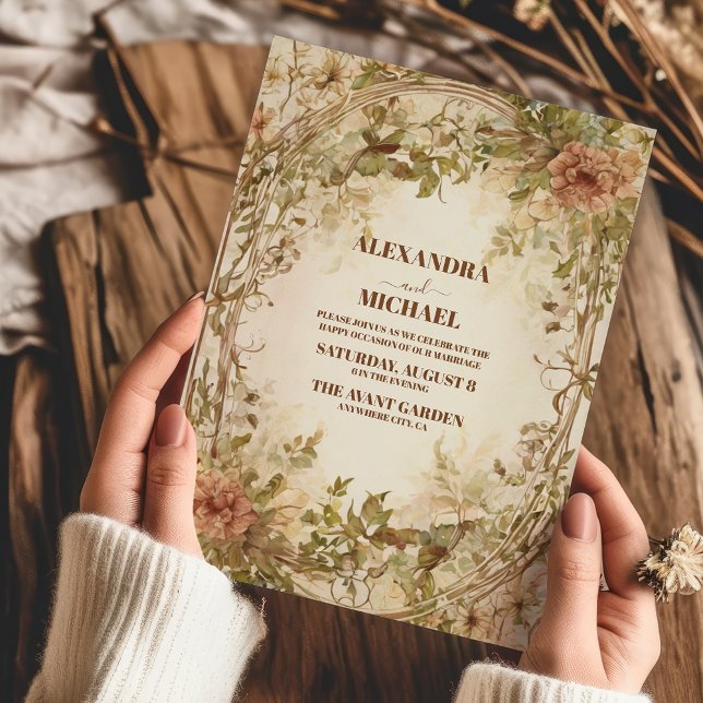 Invitation Mariage de cadre floral en fleurs radiées (Créateur téléchargé)