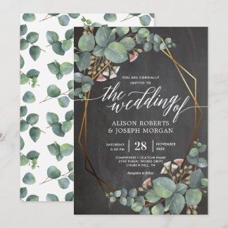 Invitation Mariage de cadre géométrique Eucalyptus