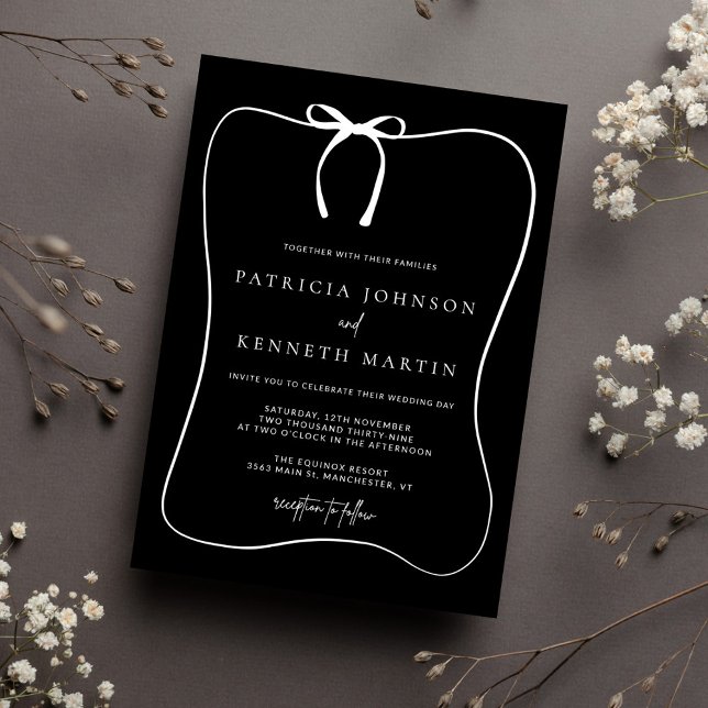 Invitation Mariage de cadre moderne Black & White Line (Créateur téléchargé)