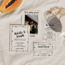 Mariage de cadre moderne unique à écriture rétro