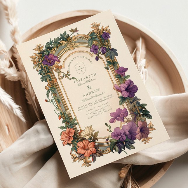Invitation Mariage de cadre orchidée Art nouveau (Créateur téléchargé)