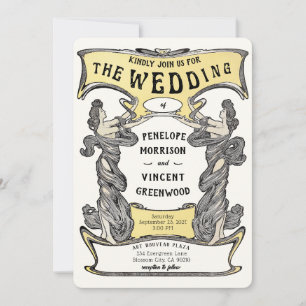 Invitation Mariage de cadre pour femmes Art Nouveau2