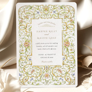 Invitation Mariage de cadre Rococo vintage Watercolor