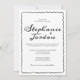 Invitation Mariage de cadre Whimsical noir et blanc simple