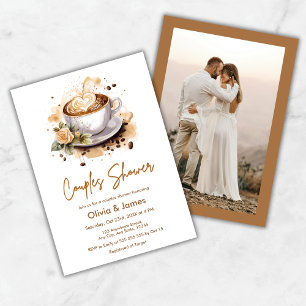 Invitation Mariage de café Floral Photo Couples Fête des mari