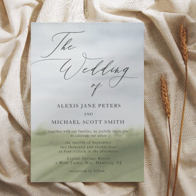 Invitation Mariage de calligraphie de ferme aquarelle (Créateur téléchargé)