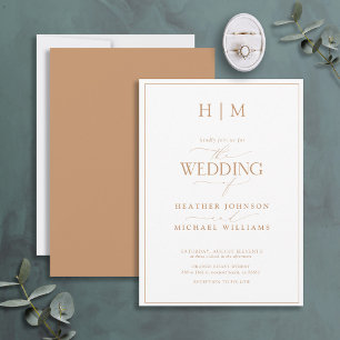 Invitation Mariage de calligraphie de monogramme en terre cui