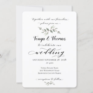 Invitation Mariage de calligraphie de police Laver noir blanc