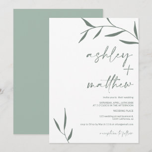 Invitation mariage de calligraphie des noms de feuilles de ve