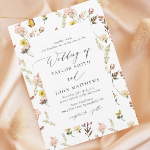 Invitation Mariage de calligraphie florale Fleur sauvage
