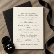 Mariage de calligraphie formelle noir et crème