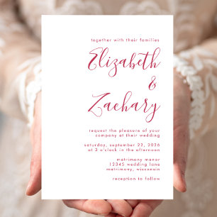 Invitation Mariage de calligraphie magenta moderne