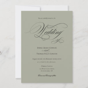 Invitation Mariage de calligraphie minimaliste Sage Green