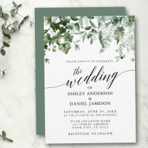 Mariage de calligraphie moderne Ivy Ferns Sage Gre