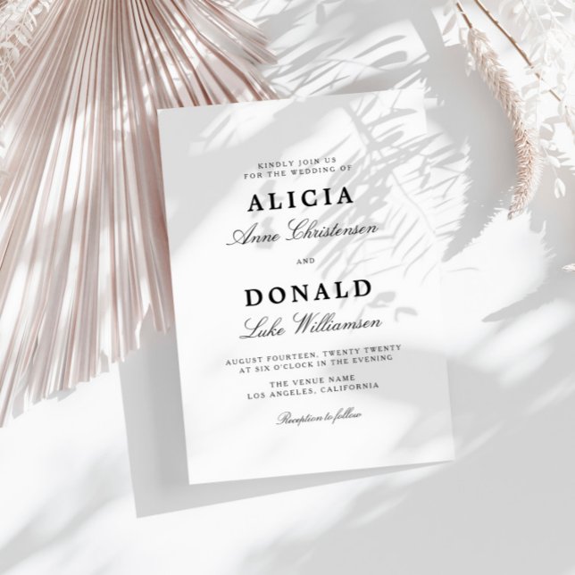 Invitation mariage de calligraphie noir et blanc (Créateur téléchargé)