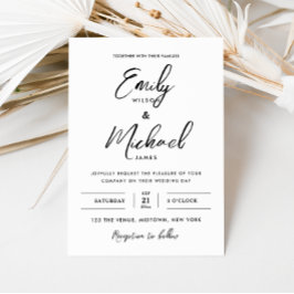 Invitation Mariage de calligraphie noir et blanc simple