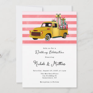 Invitation Mariage de camion Vintage de Noël