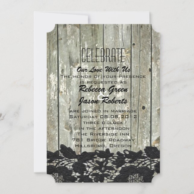 Invitation mariage de campagne moderne en bois de grange rust (Devant)