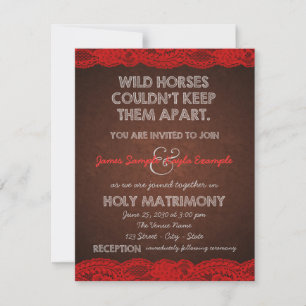 Invitation Mariage de Campagne Rustique Rouge et Marron