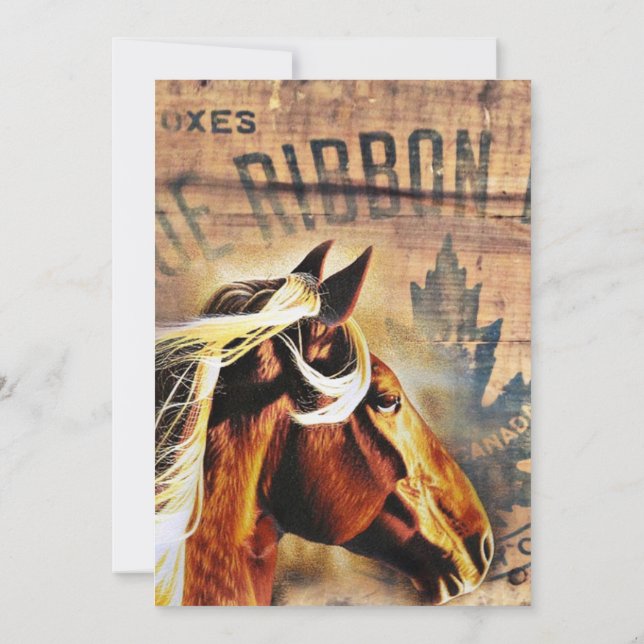 Invitation mariage de campagne western rustique cheval cowboy (Dos)