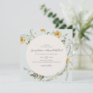 Invitation Mariage de Carré bleu clair Fleur sauvage de print