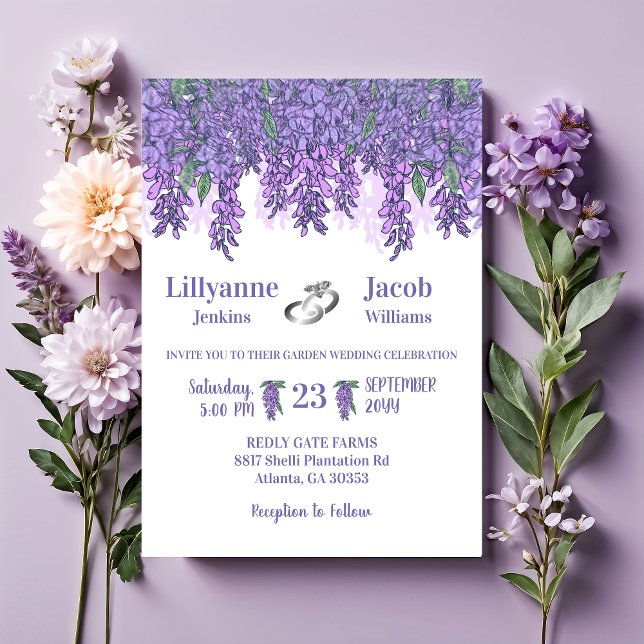 Invitation Mariage de célébration du Jardin de Wisteria (Créateur téléchargé)