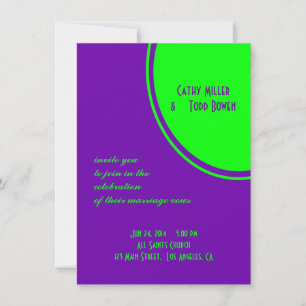 Invitation mariage de cercle vert pourpre brillant