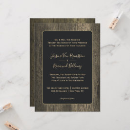 Invitation Mariage de céréales en bois d'or