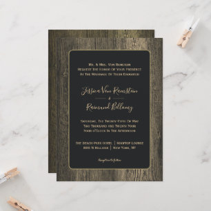 Invitation Mariage de céréales en bois d'or
