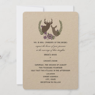 Invitation Mariage de cerf rustique - Floral violet