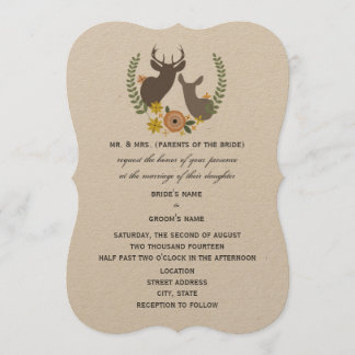Invitation Mariage de cerfs rustiques - Orange Floral