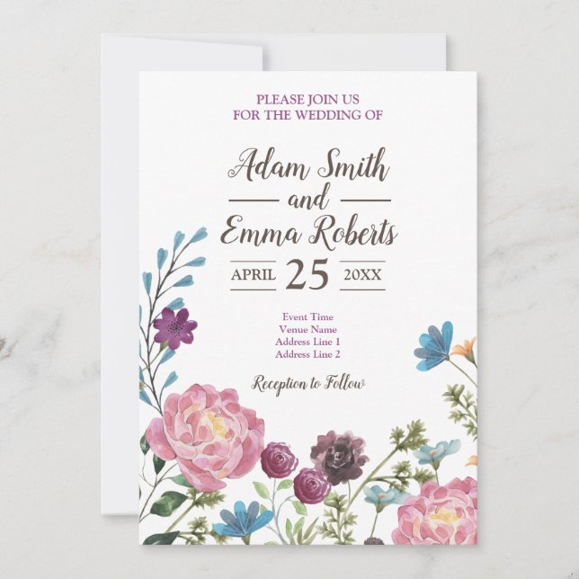 Invitation Mariage de champ d'eau Fleur sauvage (Devant)
