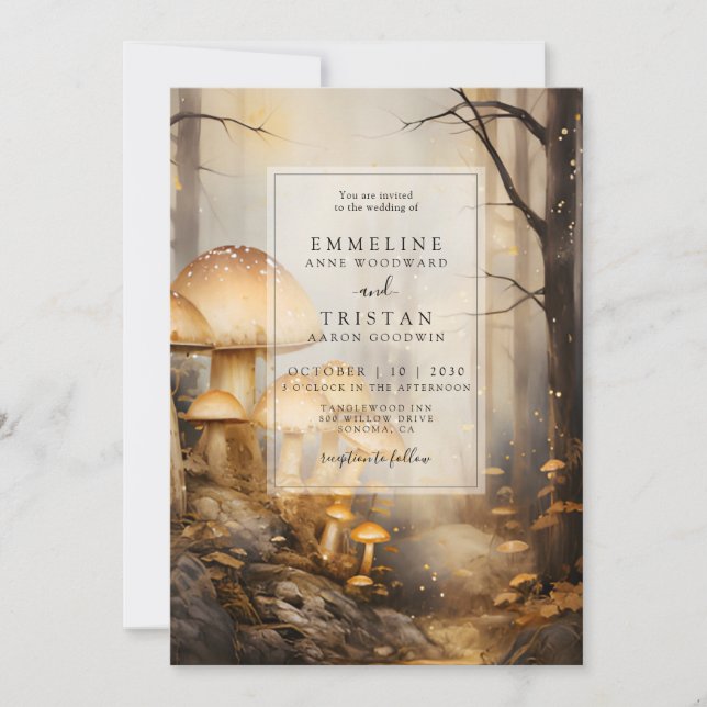Invitation Mariage de champignons forestiers enchantés (Devant)