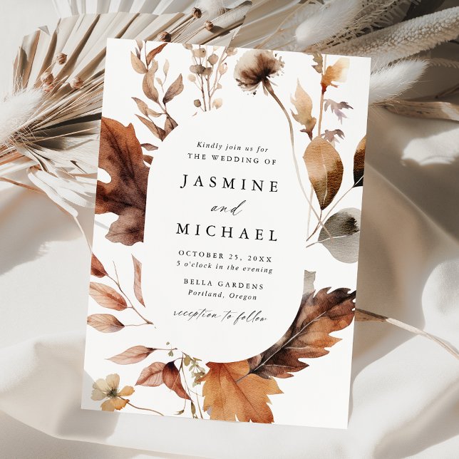 Invitation Mariage de charpente florale d'automne rustique (Créateur téléchargé)