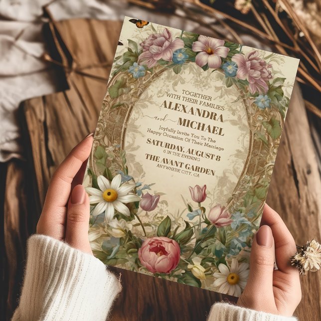 Invitation Mariage de charpente florale de Grace Orné Victori (Créateur téléchargé)