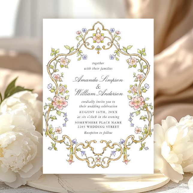 Invitation Mariage de charpente florale de Grace Orné Victori (Créateur téléchargé)