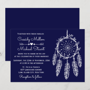 Invitation Mariage de chasse de rêve amérindien Navy Blue