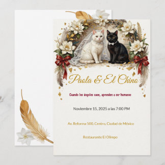 Invitation Mariage de Chat Ange Déchu Viral