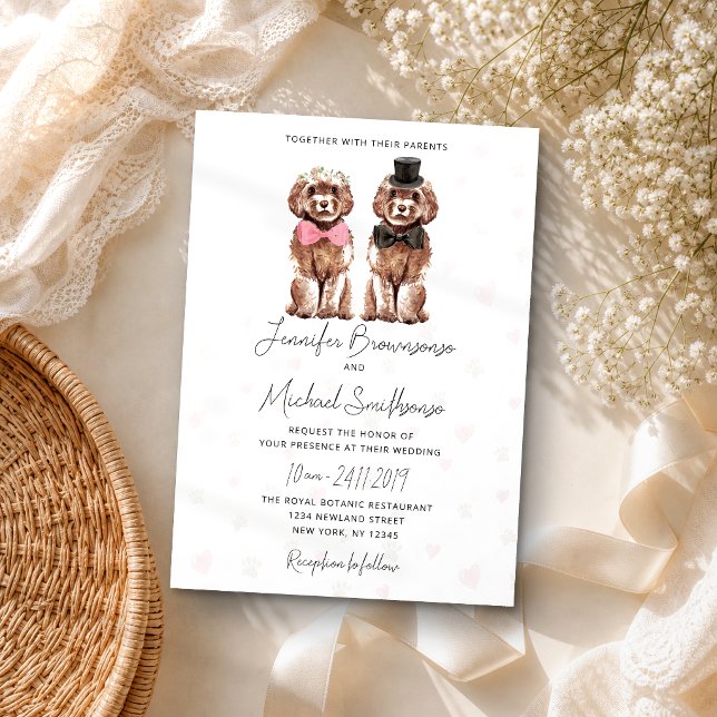 Invitation Mariage de chien à thème Cockapoo patte cœur (Créateur téléchargé)