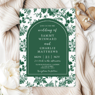 Invitation Mariage de chinoiserie antique verte