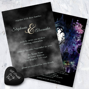 Invitation Mariage de cimetière de fumée noire gothique